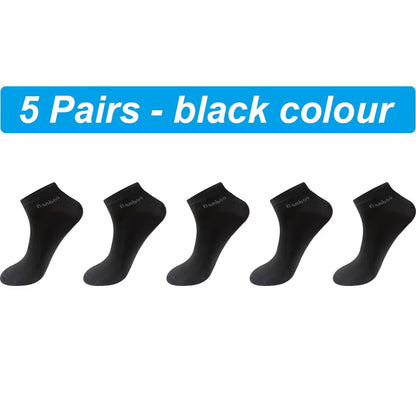 High Qualty Men'S Bamboo Fiber Socks Short Summer Breatheable Anti-Bacterial Man Ankle Socks Busines 5Pairs plus Size EU38-46