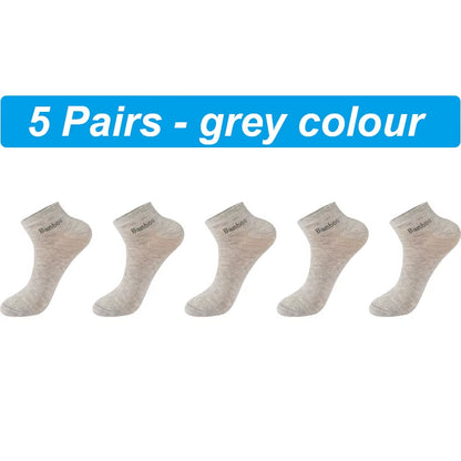 High Qualty Men'S Bamboo Fiber Socks Short Summer Breatheable Anti-Bacterial Man Ankle Socks Busines 5Pairs plus Size EU38-46